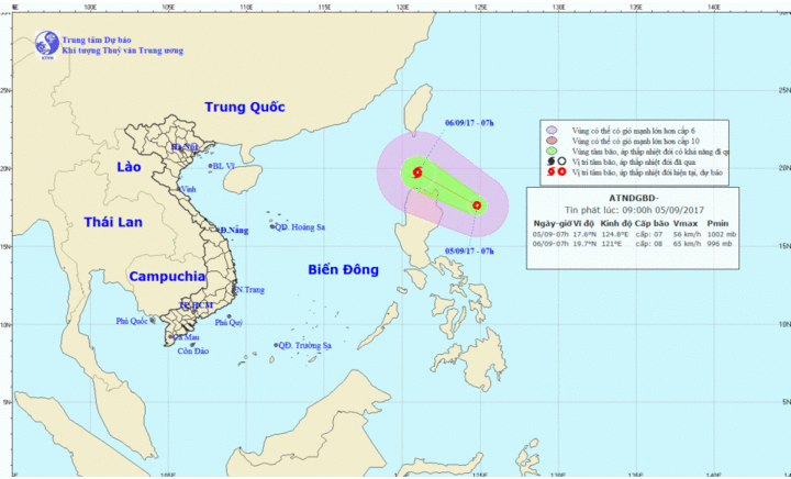 Xuất hiện áp thấp nhiệt đới gần Biển Đông
