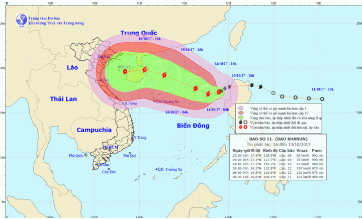 Bão số 11 tiếp tục mạnh thêm và đổi hướng liên tục