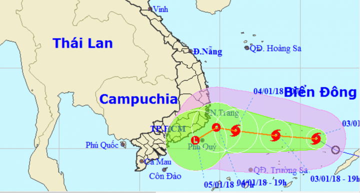 Biển Đông đón cơn bão đầu tiên trong năm 2018