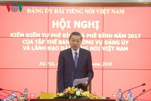 Thượng tướng Tô Lâm dự và chỉ đạo Hội nghị kiểm điểm Ban Thường vụ Đảng ủy VOV