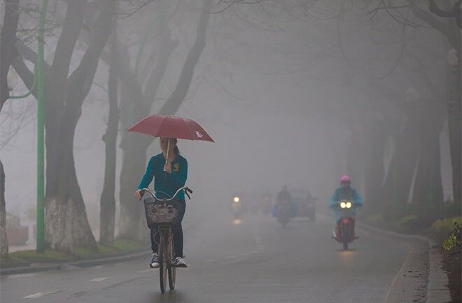 Dự báo thời tiết hôm nay 17/1: Sương mù, mưa phùn bao trùm Hà Nội