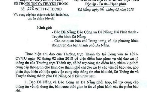 Sở Thông tin - Truyền thông Đà Nẵng xin lỗi sau yêu cầu kiểm duyệt báo chí