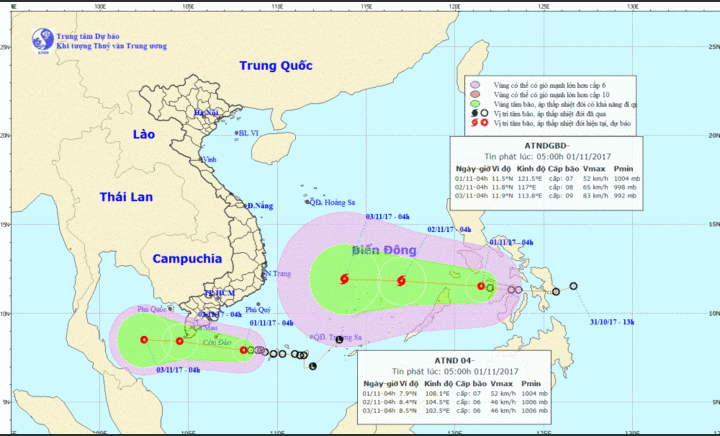 Áp thấp nhiệt đới khả năng mạnh lên thành bão đã đi vào Biển Đông