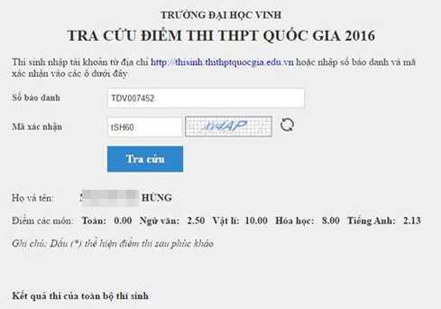 Đại học Vinh kiểm tra bài của thí sinh bị điểm 0 môn Toán, 10 điểm Lý