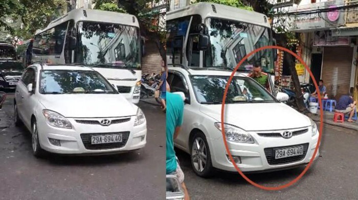 Ô tô đỗ ngang ngược giữa phố cổ Hà Nội khiến dân phẫn nộ có phải của cán bộ công an phường?