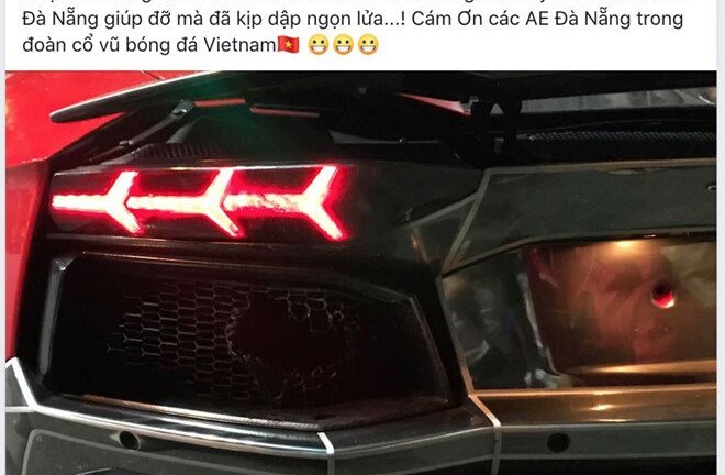 Đi bão ăn mừng tuyển Việt Nam, siêu xe Lamborghini nẹt pô cháy đuôi