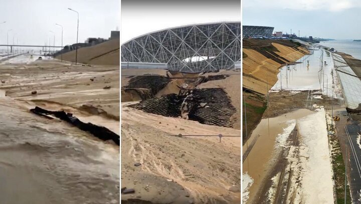 Mưa lớn, khu vực quanh sân vận động World Cup tại Volgograd bị sạt lở