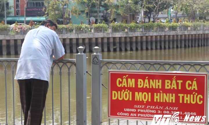 Ảnh: Thi nhau câu cá cạnh biển cấm ở kênh Nhiêu Lộc - Thị Nghè