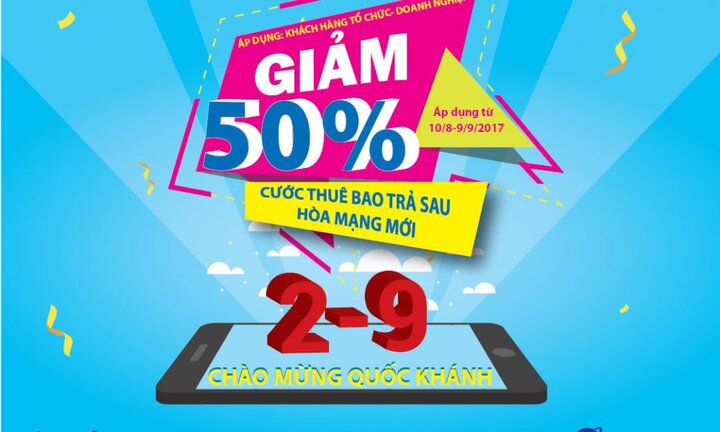 Vinaphone: Tặng cước thuê bao chào mừng Quốc Khánh