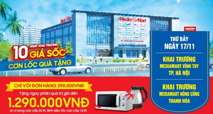 MediaMart đồng thời khai trương 2 siêu thị mới, vượt mốc 95 điểm bán
