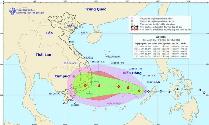 Bão số 9 sẽ ảnh hưởng trực tiếp tới các lô dầu khí ngoài khơi của Việt Nam vào ngày 23/11