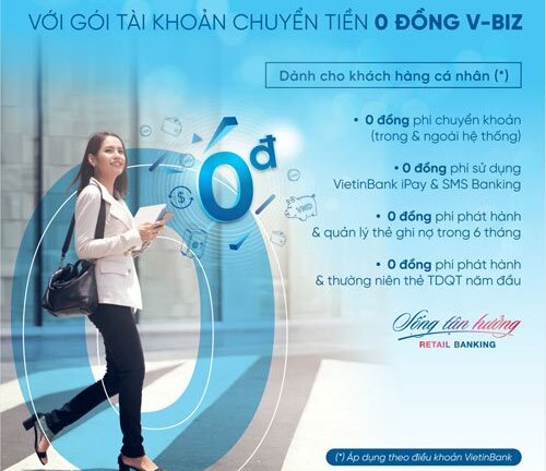 Siêu lợi ích '0 đồng dịch vụ' với gói tài khoản V-Biz của VietinBank