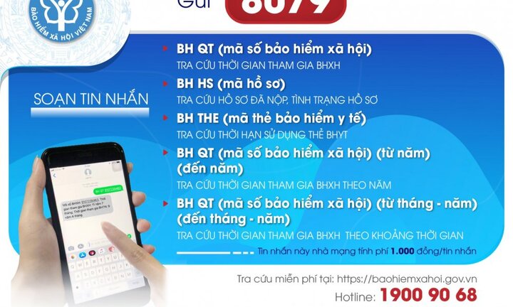Từ ngày 1/8, chỉ sử dụng đầu số 8079 trong tra cứu BHXH, BHYT