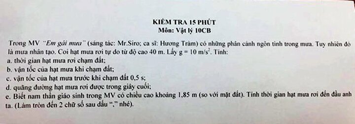 Ca khúc 'Em gái mưa' của Hương Tràm xuất hiện trong đề thi Vật lý ở Bình Dương