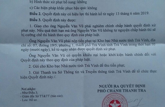 Người đàn ông ở Trà Vinh bị phạt 7,5 triệu đồng vì xúc phạm Đảng trên Facebook