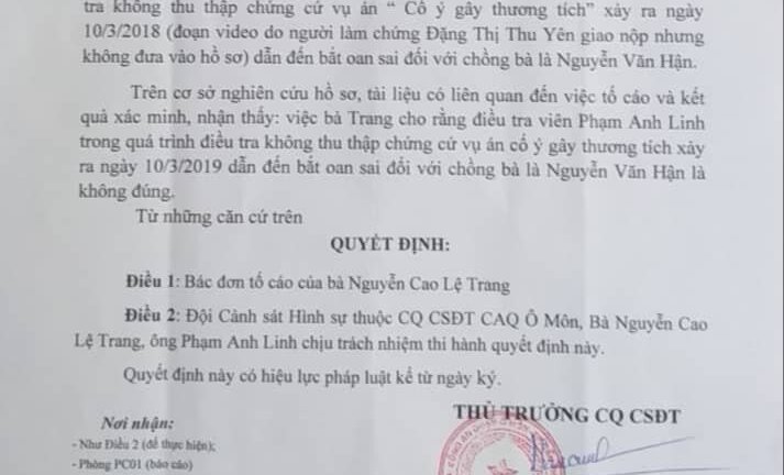 Điều tra viên bị tố làm sai lệch hồ sơ: Công an đã bác đơn sao còn xác minh?