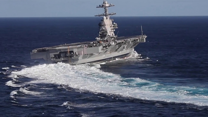 Video: Tàu sân bay đắt nhất thế giới của Mỹ ‘đua tốc độ’ trên Đại Tây Dương