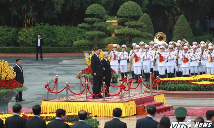 Ảnh: Long trọng lễ đón Chủ tịch Trung Quốc Tập Cận Bình tại Phủ Chủ tịch