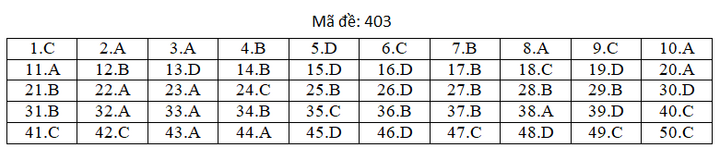 Đáp án mã đề 403 môn tiếng Anh thi THPT Quốc gia 2019 của Bộ GD&ĐT