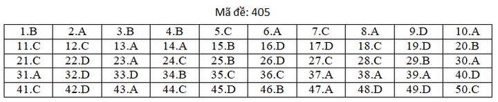 Đáp án mã đề 405 môn tiếng Anh thi THPT Quốc gia 2019 của Bộ GD&ĐT