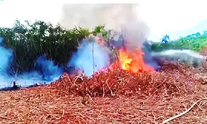 Khuôn viên trường bắn quân sự ở Huế bốc cháy dữ dội