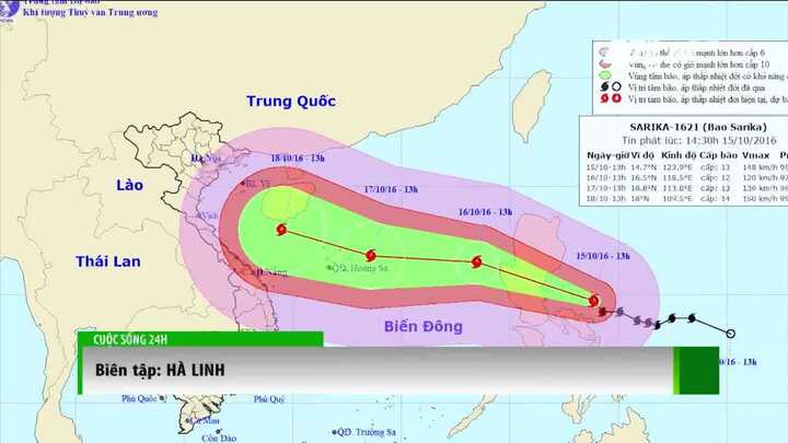 Đường đi của bão số 7 Sarika