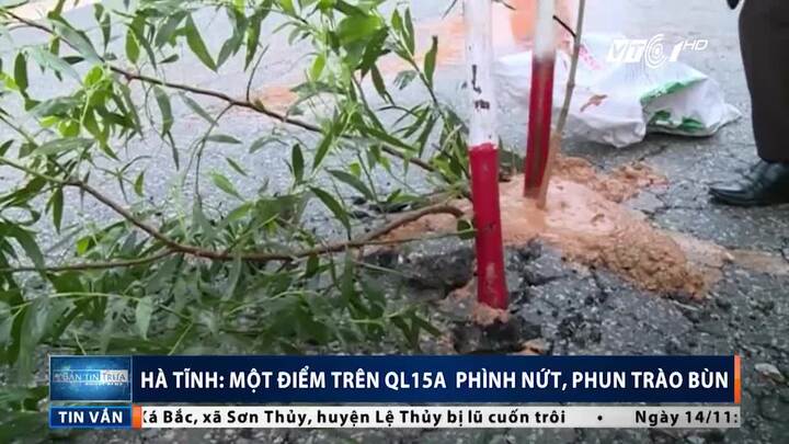 Hà Tĩnh: Đường quốc lộ phình nứt, phun trào bùn