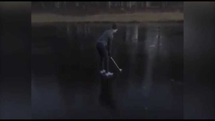Clip: Đánh golf trên mặt hồ đóng băng và cái kết 'đắng'