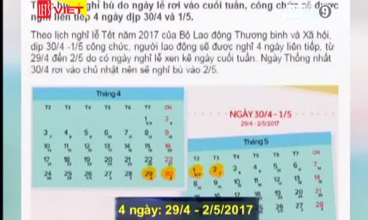 Dịp 30/4 - 1/5 sắp tới người lao động được nghỉ mấy ngày?