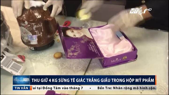 Cận cảnh 4kg sừng tê giác trắng giá 8 tỷ đồng giấu tinh vi trong hộp mỹ phẩm