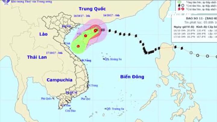 Tin mới nhất: Bão số 11 suy yếu thành áp thấp nhiệt đới vào chiều mai 17/10