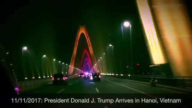 Cầu Nhật Tân rực rỡ ánh đèn trên Instagram Tổng thống Donald Trump