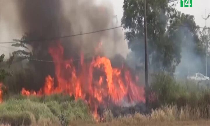 Clip: Hàng trăm người bao vây, đốt bãi lau sậy truy bắt kẻ cướp xe máy ở TP.HCM