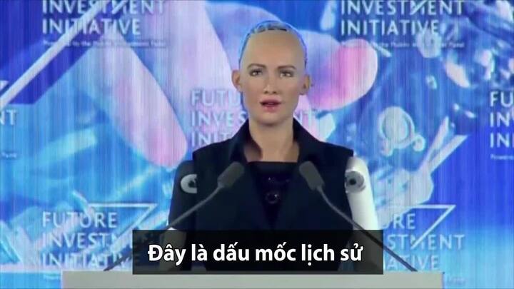 Clip: Sophia cảm ơn Quốc vương Arab Saudi khi được cấp quyền công dân