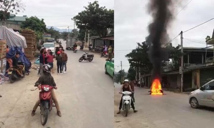 Sau va chạm giao thông, nam thanh niên đi SH gọi bạn mang xăng đốt xe máy của người phụ nữ