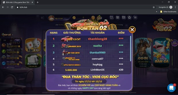 Cảnh báo trang web đánh bạc online trá hình mới kiểu RikVip