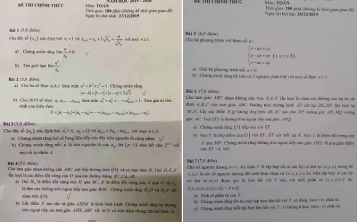 Thử sức với đề thi chọn học sinh giỏi quốc gia môn Toán