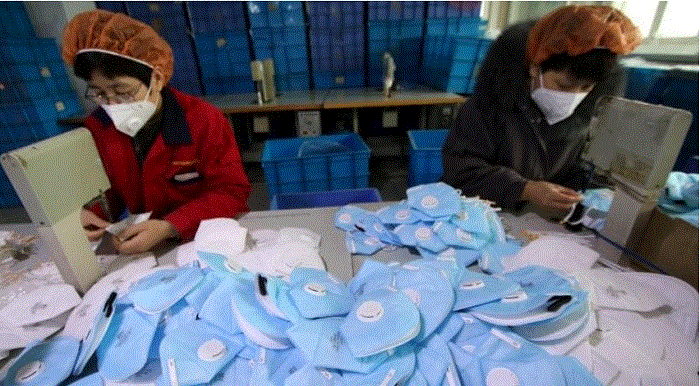 Nhà máy toàn cầu cấp tập sản xuất khẩu trang phòng chống virus corona