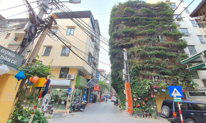 Cận cảnh ngôi nhà 5 tầng phủ kín cây xanh ở Hà Nội 