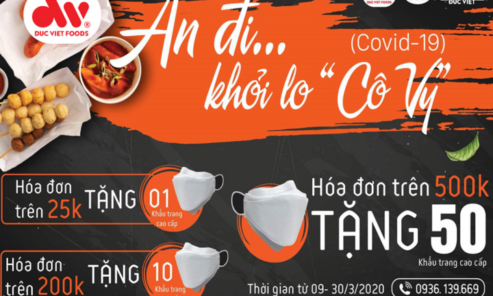 Mua hàng tại Đức Việt Food Shop, khách hàng được tặng 50 khẩu trang cao cấp