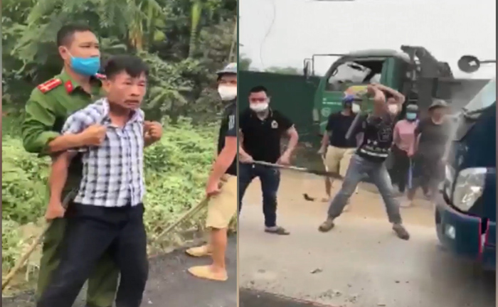 Nhóm côn đồ ở Hòa Bình hung hãn đập phá xe ô tô, đánh người trước mặt công an