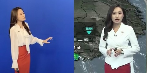 Hậu trường BTV đi tất, ghi hình 'Bản tin Thời tiết' trước phông xanh