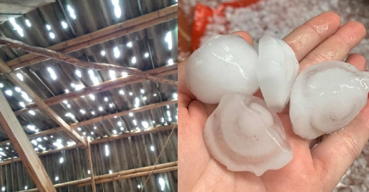 Mưa đá to bằng quả trứng gà trút xuống Nghệ An, xuyên thủng hàng chục mái nhà