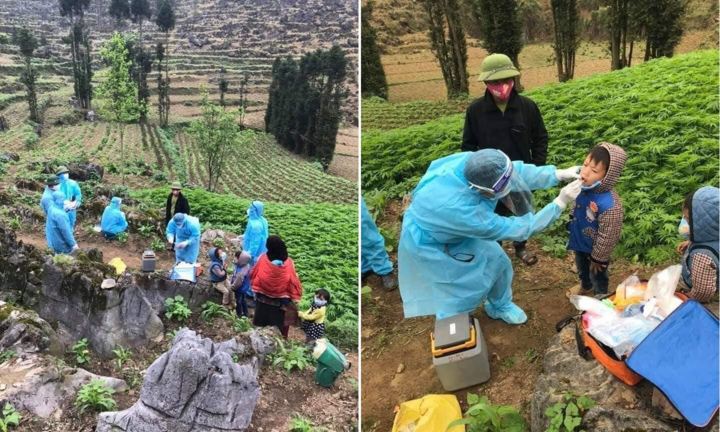 Dân mạng đua nhau chia sẻ ảnh y bác sĩ leo nương xét nghiệm COVID-19 cho dân