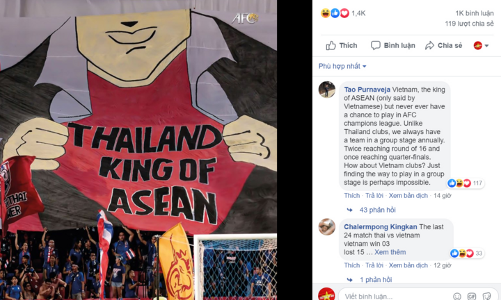 CĐV Việt Nam và Thái Lan 'khẩu chiến' vì danh hiệu 'Vua bóng đá Đông Nam Á'