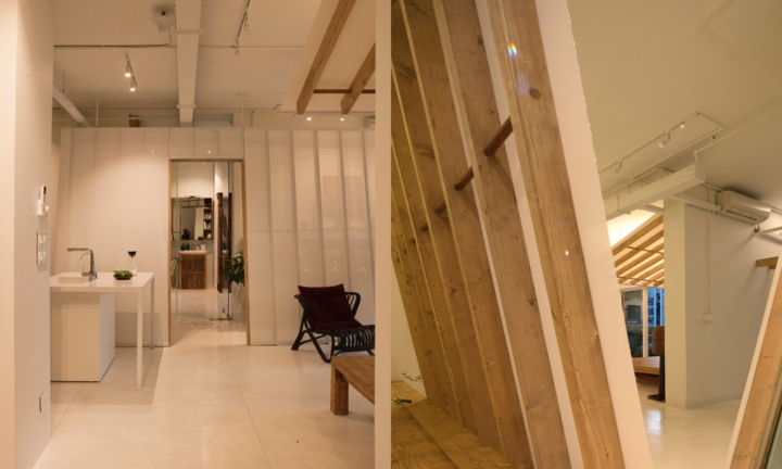 Căn hộ dùng vách nghiêng tạo không giản mở gợi ký ức về làng quê miền Bắc