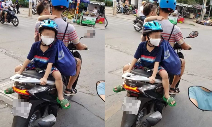 Dân mạng 'nổi điên' với người đàn ông đi xe kiểu đùa giỡn tính mạng 2 đứa trẻ