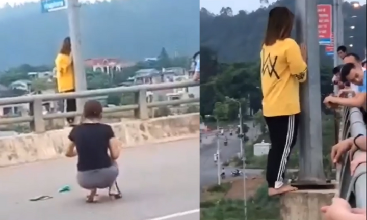 Giải cứu cô gái trẻ định nhảy cầu tự tử ở Lào Cai