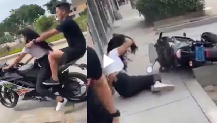 'Học đòi' đi xe khủng, cô gái ngã đau điếng
