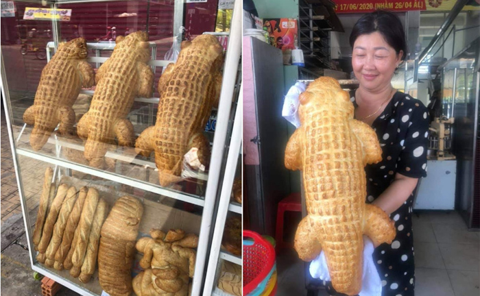 Bánh mì cá sấu 'siêu to khổng lồ' ở An Giang khiến dân mạng tò mò